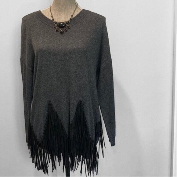 Danny Be Grey Angora Fringe Sweater Medium - Picture 5 of 13